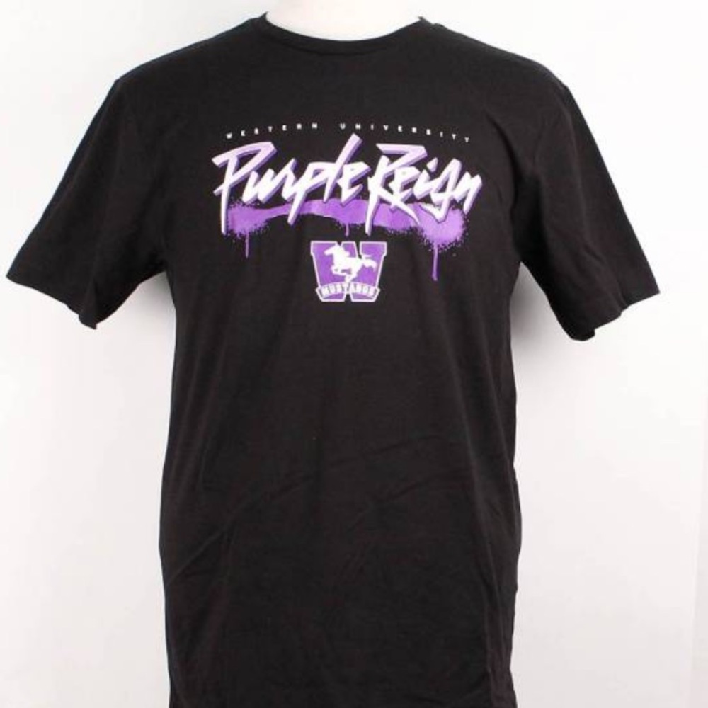 UNIVERSITY OF WESTERN ONTARIO PURPLE RAIN GRAPHIC T-SHIRT SIZE UNISEX MEDIUM